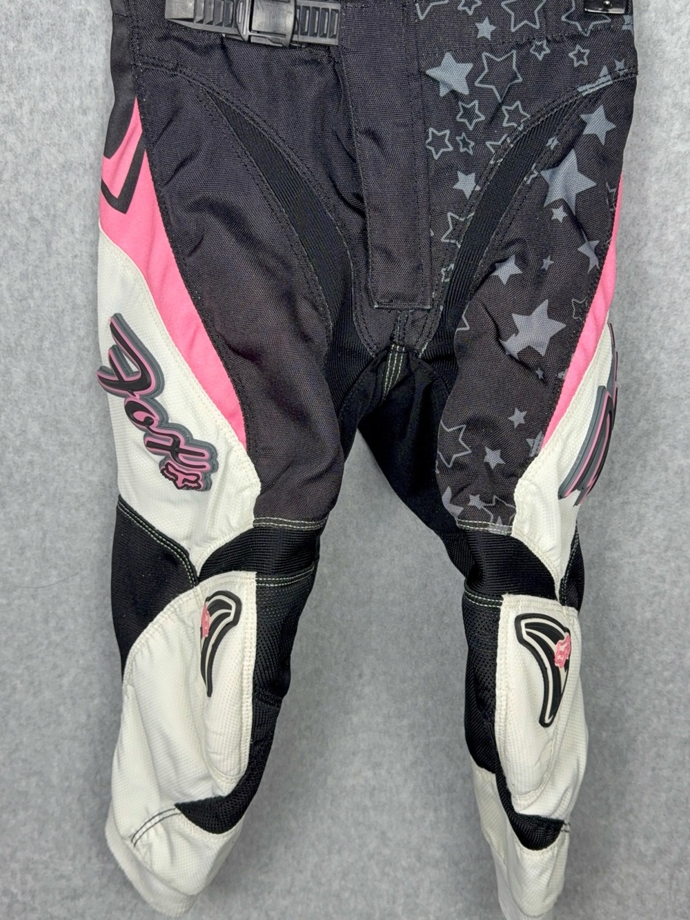 Fox Racing youth motocross riding pants in black, white, and pink Durable BMX